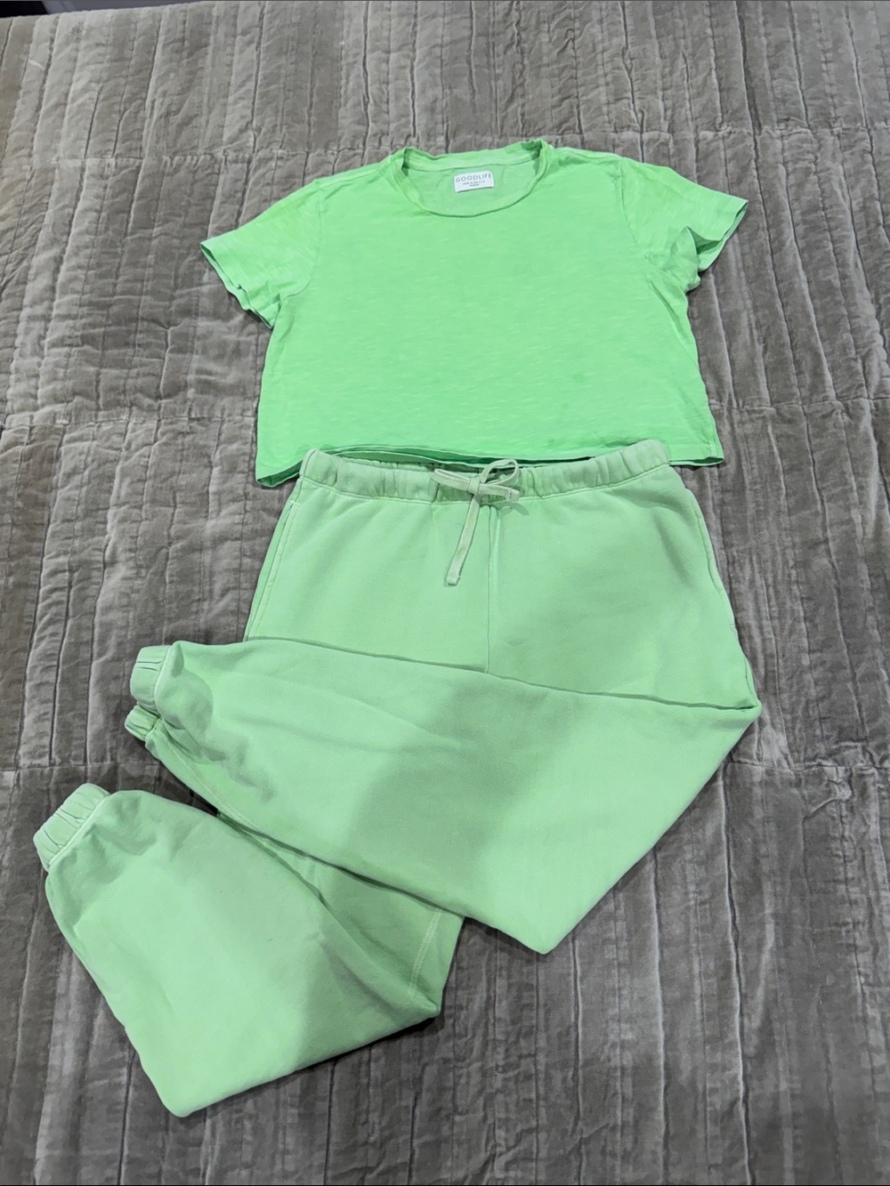 Goodlife Bright Lime Green Boxy Crop Tee